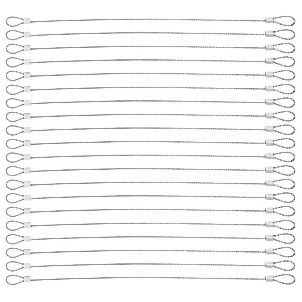 20Pcs Stainless Steel Steel Safety Cable Wire Rope with Double Loops Heavy Duty Security Cable for Luggage Lock Stage Use