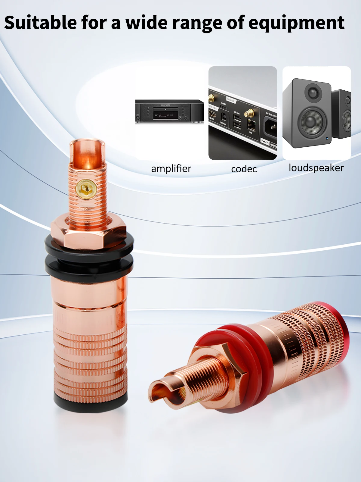 Preffair 2/4 Pezzi Binding Post per Altoparlanti HiFi Prese Placcate in Rame Rosso Distanziatori POM, Spina a Banana Saldata o Set-Connexiones a Vite
