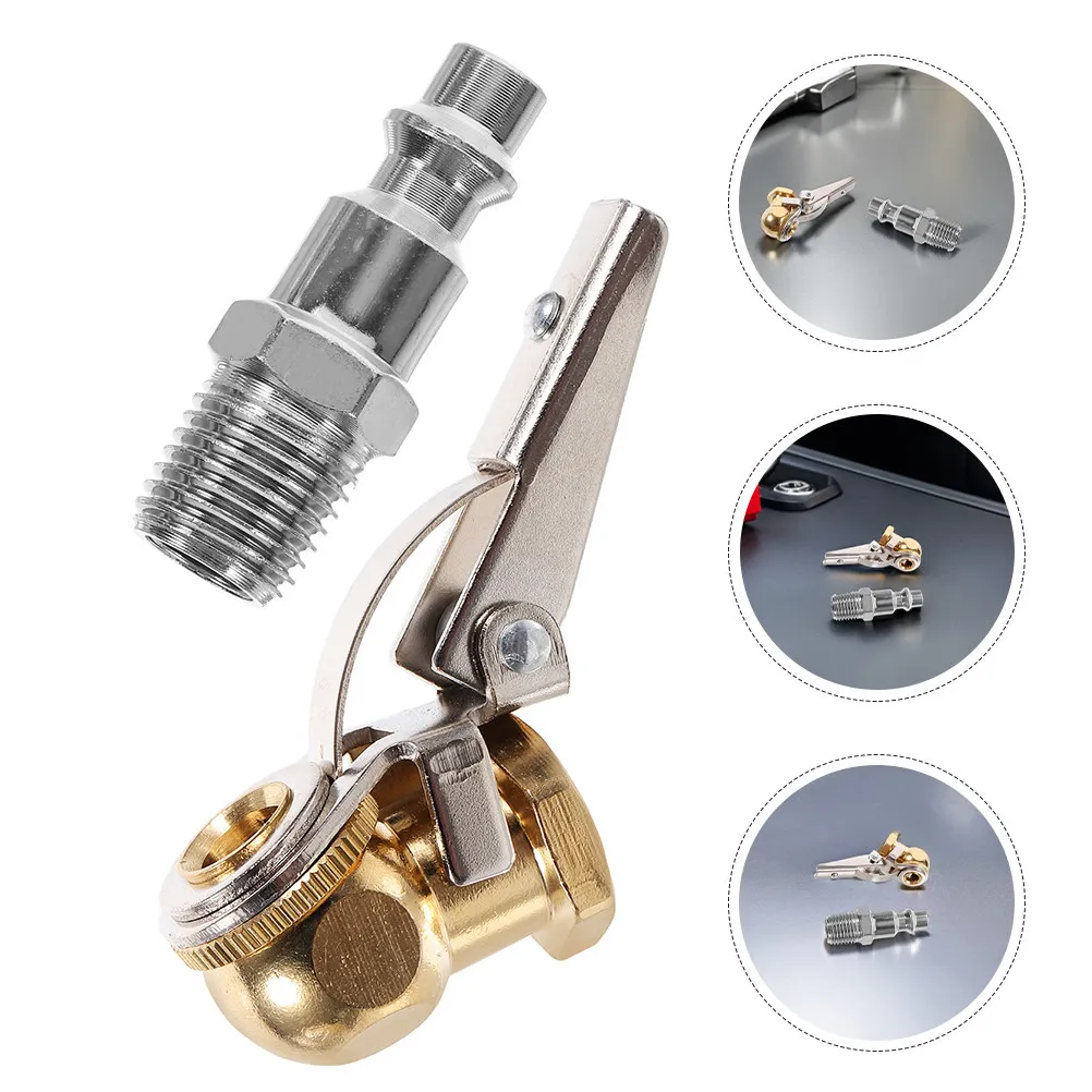 2Set Tire Air Chuck Locking Clip Brass Aluminum Alloy Quick Connect Adapter for Car Truck Motorcycle Tire Inflation