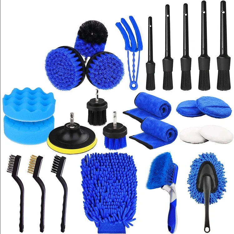 Car Wash Brush Electric Cleaning Consumables Blue (26-piece Set)