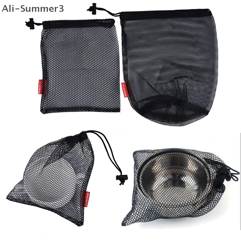 حقيبة برباط شبكية من النايلون لأدوات المائدة وحقيبة تخزين شبكية لزجاجة وعاء وغلاية