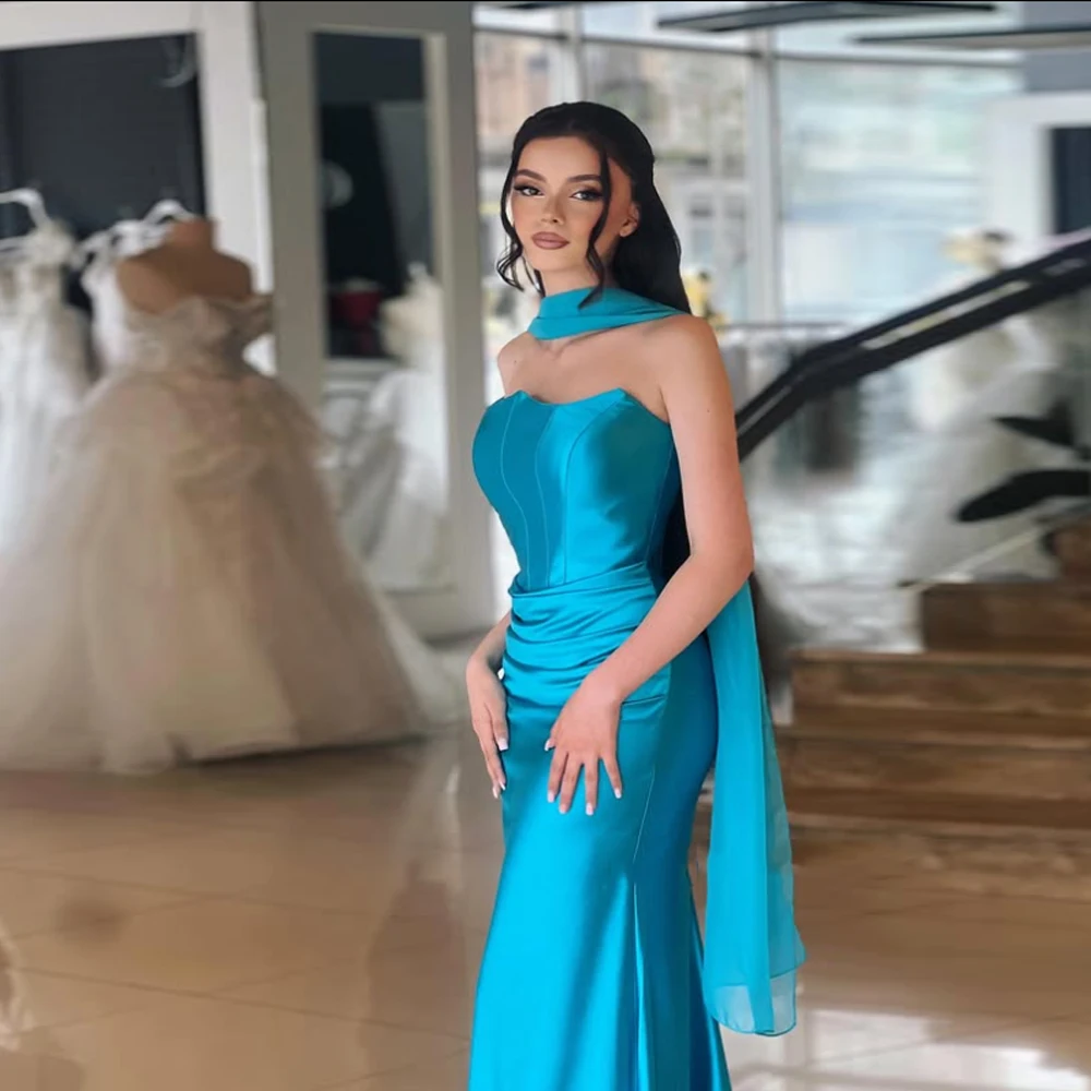 2026 Sweetheart Strapless Zeemeermin Vrouwen Avondjurken Hoge Kwaliteit Satijn Prom Jassen Cocktail Party Vestido De Noche Aangepast