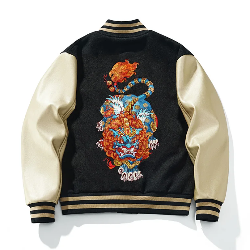 

2025 Autumn Winter Embroidery Bomber Jacket Men National Tide New Chinese Style Heavy Pixiu Men's Oversize Couple Autumn Coat Z1