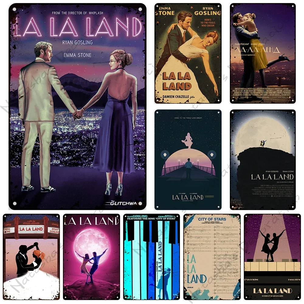 LA LA LAND Classic Movie Decorative Plate Cafe Garage Wall Decor Retro Metal Signs Metal Plaque Rusty Metal Poster Bar Tin Sign