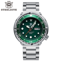 STEELDIVE SD1975W Black Dial Day and Date Function NH36 Automatic Movement 47.5mm Super Luminous 300M Waterproof Tuna Can Watch