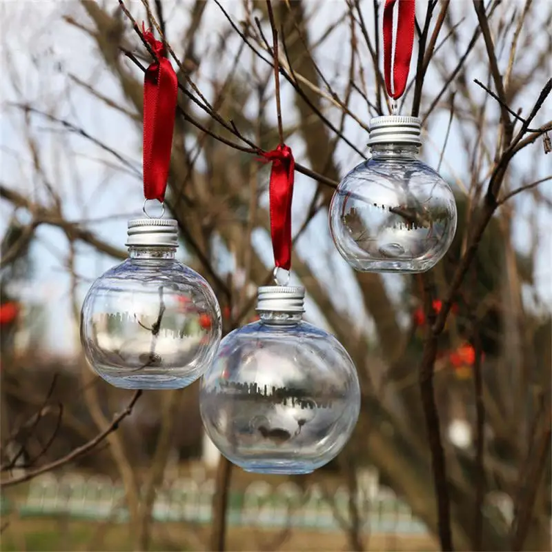 10pcs Christmas Bottle Decoration Plastic Clear Christmas Ball 50/100ml Christmas Tree Ornament Christmas Home Party Decor Gifts