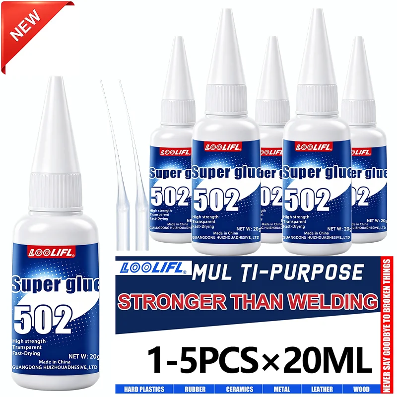LOOLIFL Instant Multi-Functional Universal Adhesive 502 Super Glue 20g Quick Dry Suitable Handmade Crafts Home Use Wood Repair