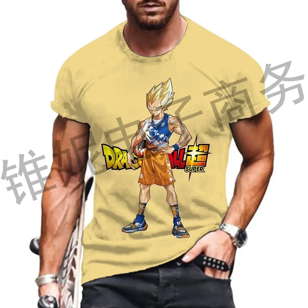 Camiseta Goku Vegeta masculina, Dragon Ball Z, camiseta de manga curta, Saiyajin, colarinho em O, Y2k, Cool Trend, roupas de verão, tops novos,