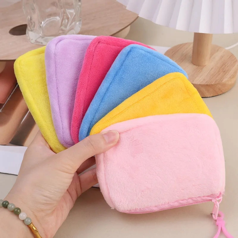 Süßigkeiten Farbe Plüsch Mini Geldbörse niedliche Brieftasche für Mädchen Make-up Tasche Reiß verschluss Rechteck Clutch Taschen kawaii tragbare Kopfhörer tasche