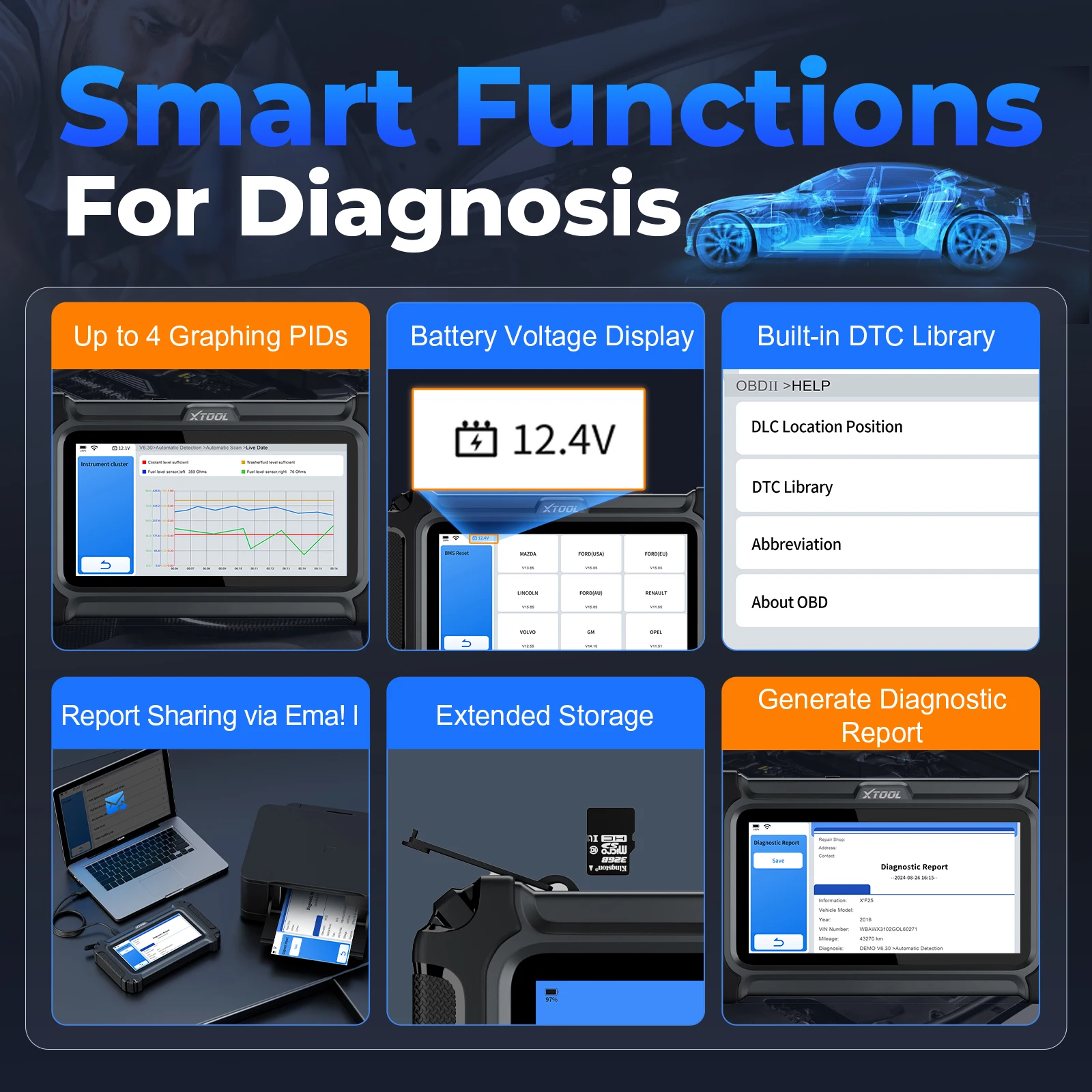 XTOOL D6 نظام كامل أداة تشخيص السيارات الماسح الضوئي للسيارات 15 إعادة تعيين الخدمات مدى الحياة تحديث مجاني FCA AutoAuth CAN FD PK D5 D5S