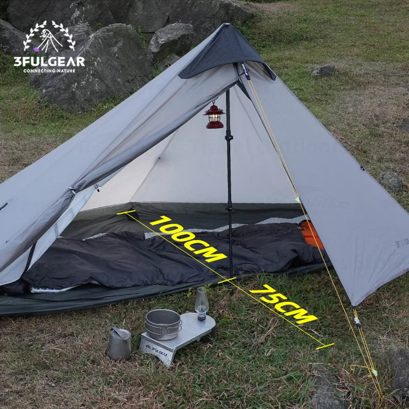 3F UL GEAR LanShan Campingzelt für 1-2 Personen Professionelles Outdoor-Reisezelt Ultraleichtes 3/4-Jahreszeiten-Zelt aus 15D Nylon-Silikon