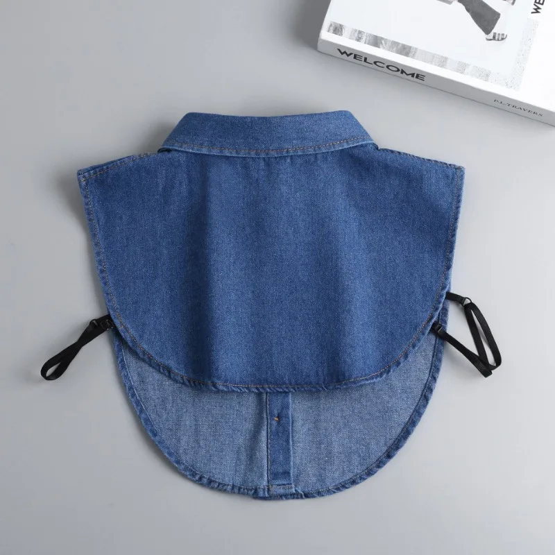 قميص دينيم كوري بياقة مزيفة لسترة هوديي نصف قميص بياقة قابلة للفصل ملابس برقبة نسائية مزخرفة Fuax Cols