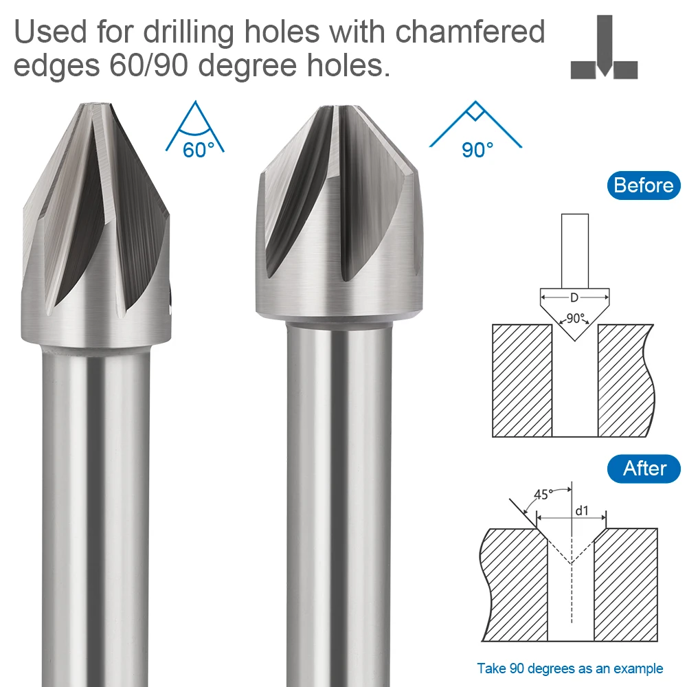 60/90 Degrees Countersink Drill Bit HSS Steel Chamfering Cutter 4/6/8/10/12/14/18mm Chamfering Drill Hole Cutter for Metal Iron