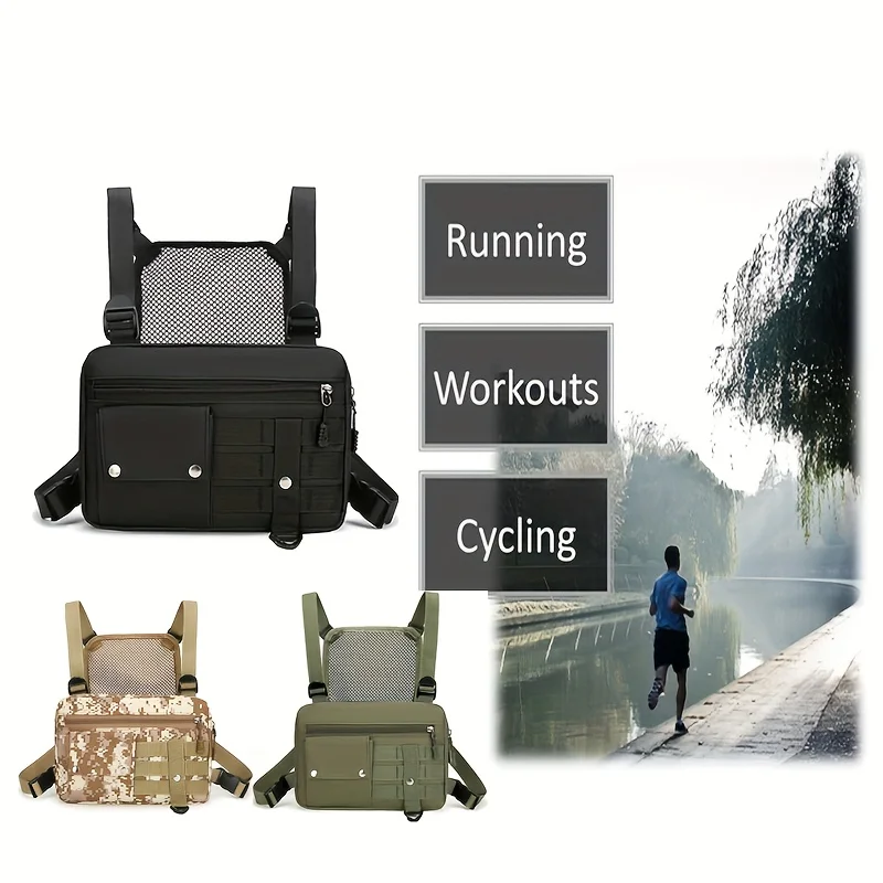 حقيبة ظهر تكتيكية متعددة الوظائف، حقيبة ظهر رياضية كاجوال مموهة، حقيبة كتف للرجال، حقيبة صدر للرياضات الخارجية والمشي لمسافات طويلة #6