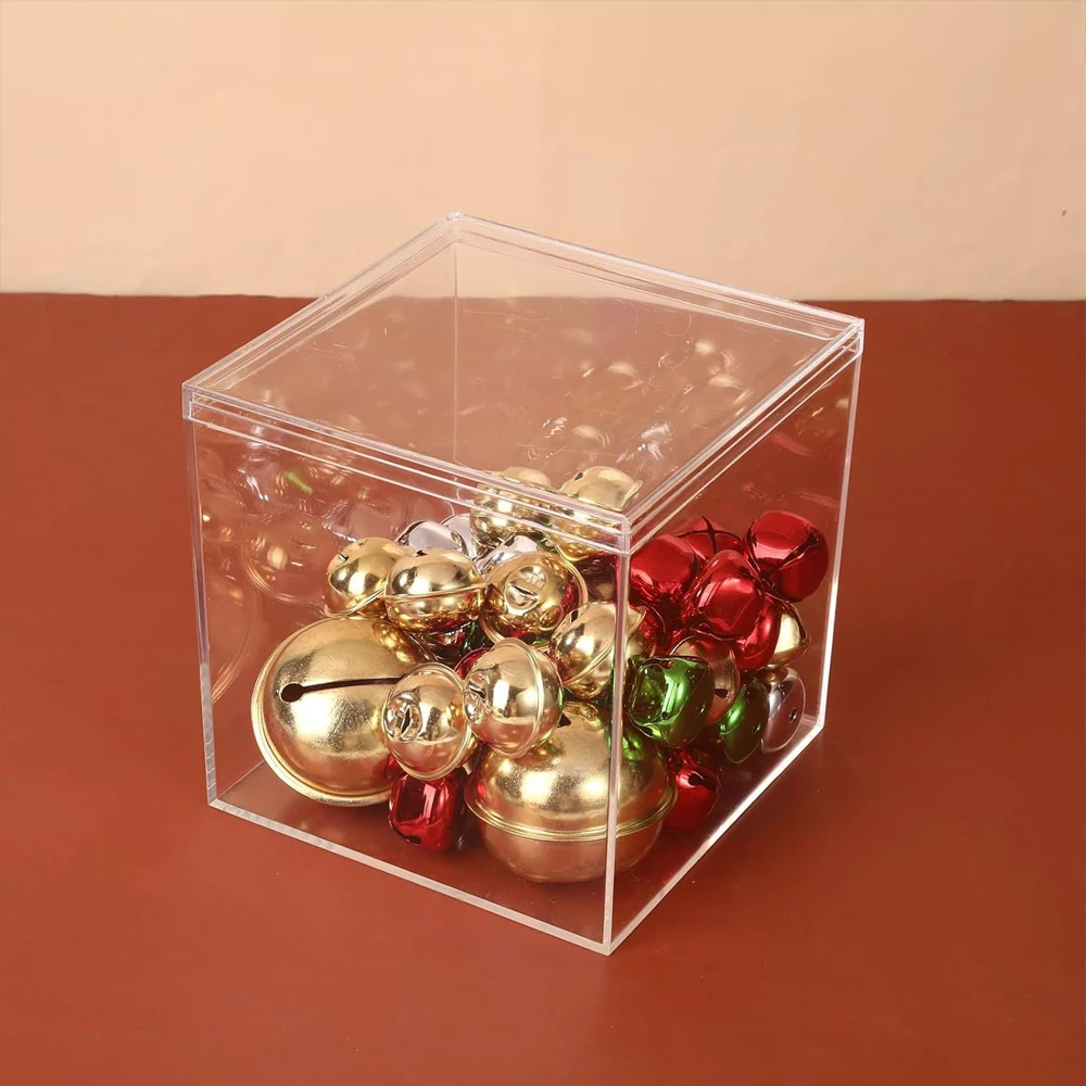 4.7/4/3.3/3/2.5 inch Clear Acrylic Box with Lid, Jewelry Display Box, Plastic Square Cube Decorative Storage Boxes for Candy