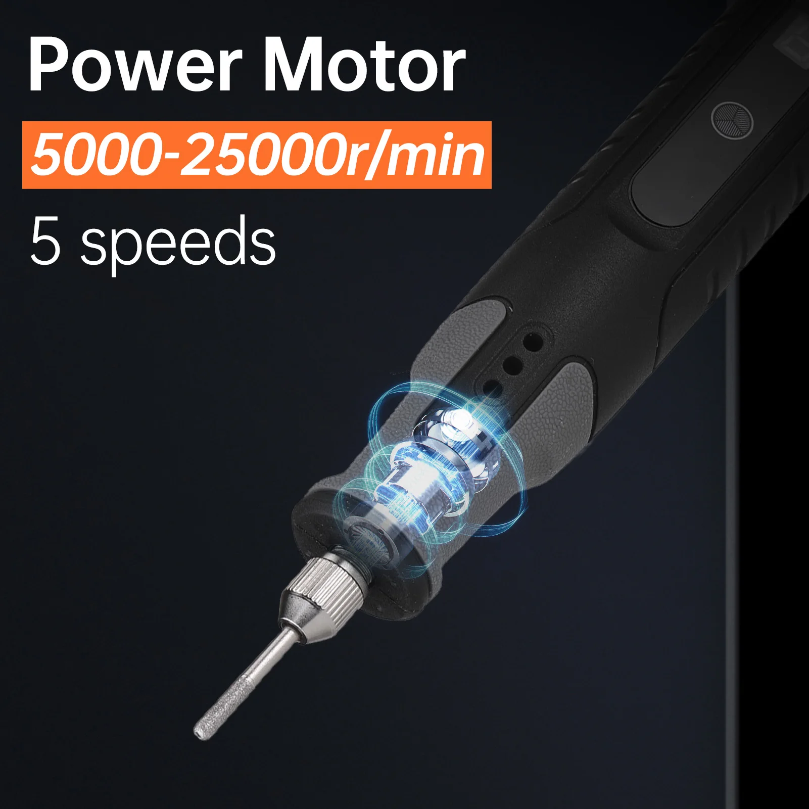 미니 무선 로터리 툴 키트 25000RPM 5단계 속도 조절 조각 도구 충전식 배터리로 작동 23종 액세서리 포함