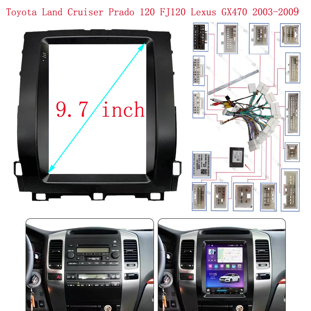 

WQLSK 2 Din 9,7 дюймовый автомобильный радиоприемник, пластиковая рама для 2002-2009 TOYOTA PRADO, установка DVD GPS Mp5 ABS PC, комплект приборной панели