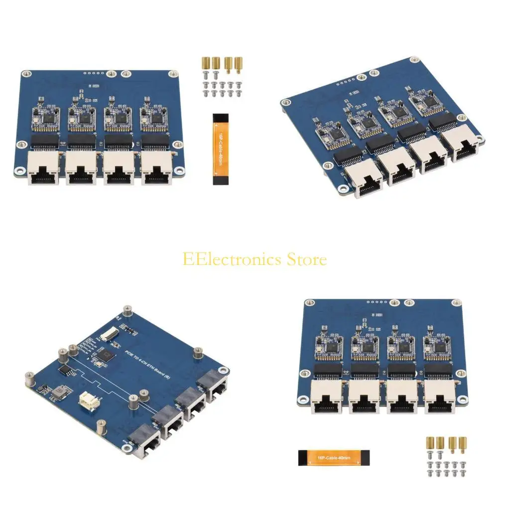 B03C Stable 4 Port PCIe Networking Expansion Board for 24/7 Operation Plugs Play Driver Less Compatibility