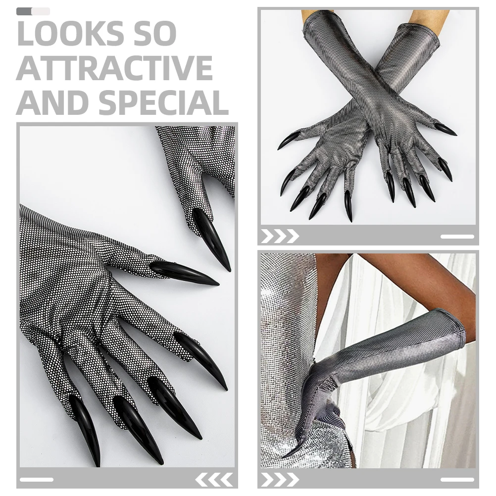 

Cat Claw Gloves Halloween Cosplay Props Ghost Nail Gloves for Women Men Costume Party Accessories Dress Up Performance