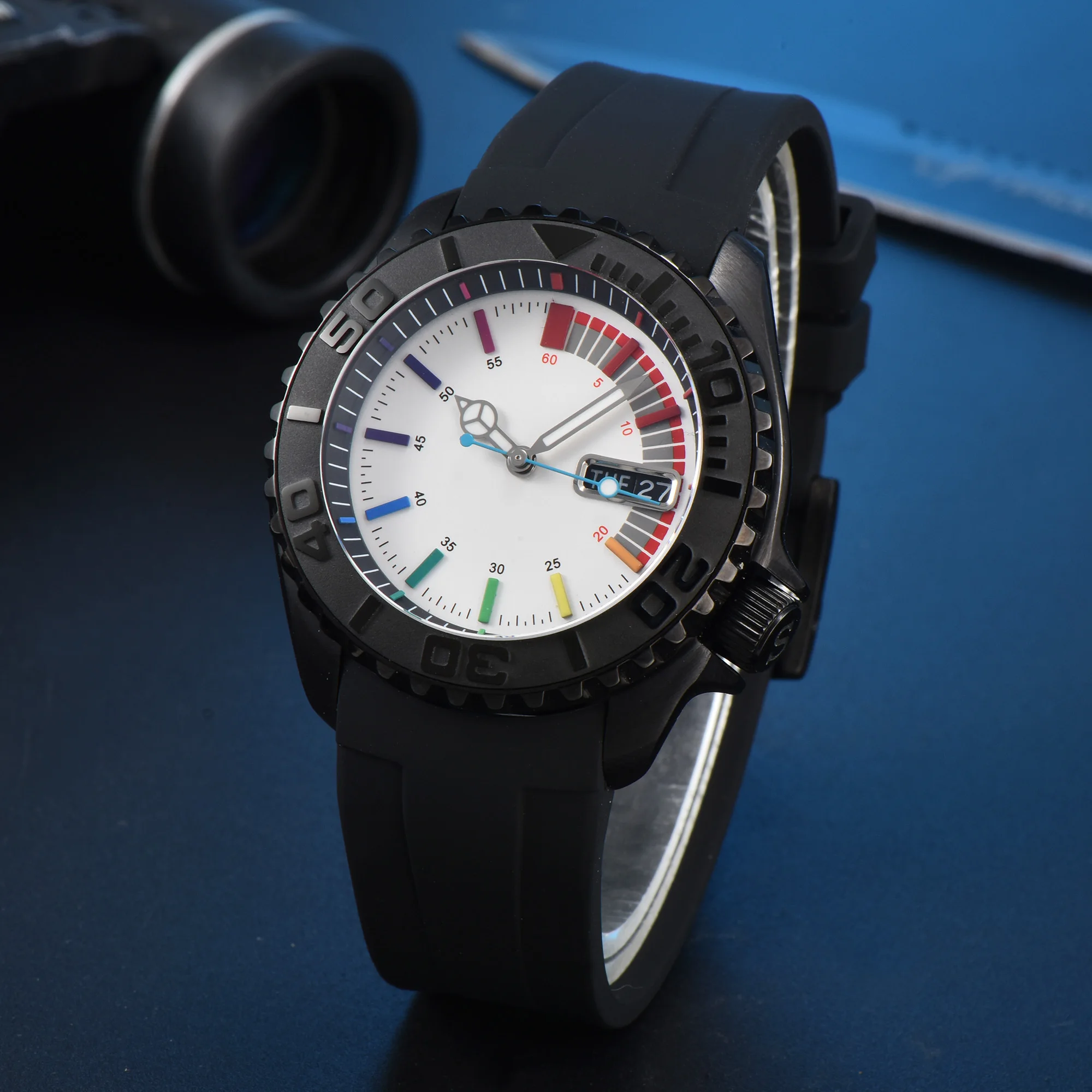 42mm SKX007 Diving watch Luxury Men's automatic watch Japan NH36A black sport aseptic dial sapphire glass rainbow colors
