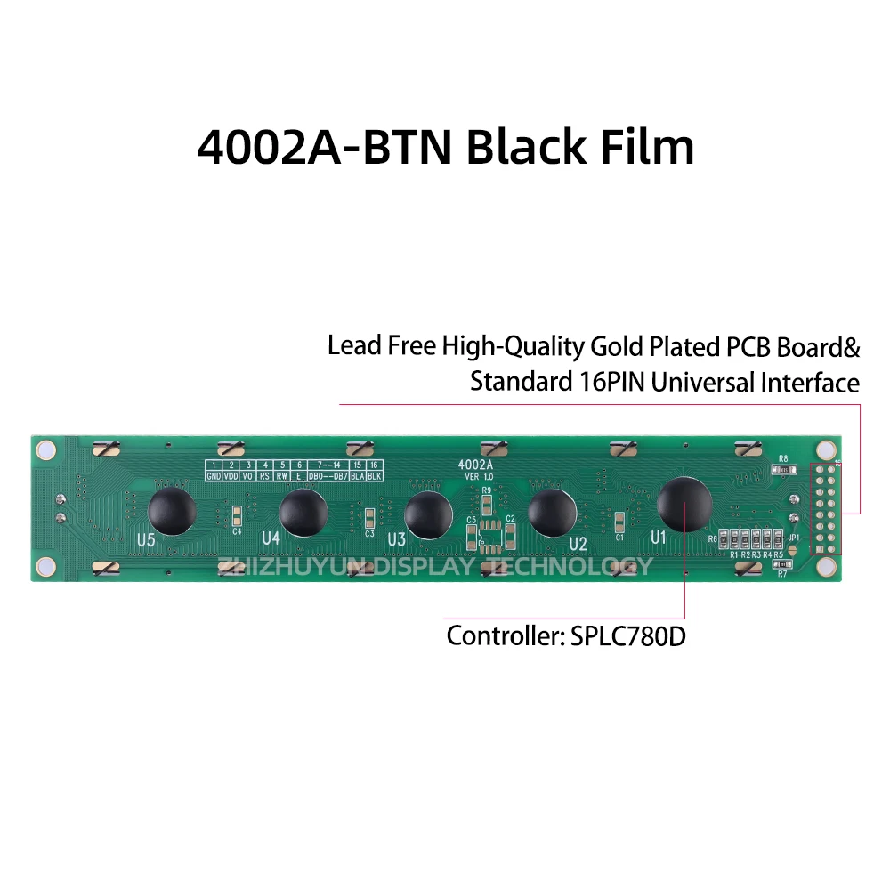 Imagem -02 - Display Lcd Módulo Multilíngue Tela Lcd Filme Btn Preto Texto Verde Personagem de Microcontrolador 40x2 Lcd4002a