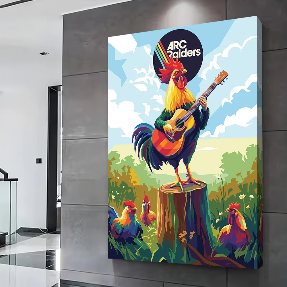 Arc Raiders Rooster Guitarist Poster Customizable Printed Canvas Painting Wall Art Gift for Decoration Bedroom Bathroom Decor