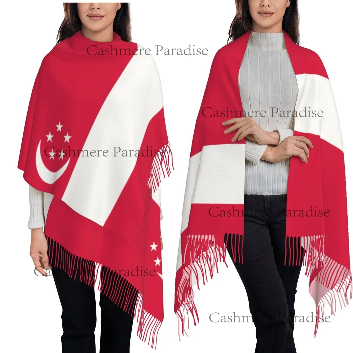 

Женский мягкий шарф с флагом Сингапура, теплый мягкий шарф, зимняя шаль для Хэллоуина