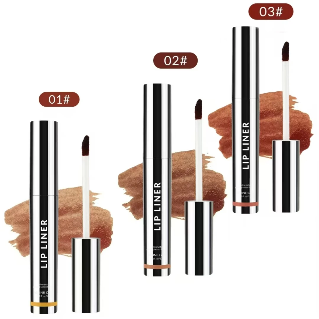 3 個のマットリップライナーセット ブラウンチューブ 長持ちする汚れ防止 スムーズな輪郭を描く複数の色合いを満たす ハロウィン イースター ファッショナブル