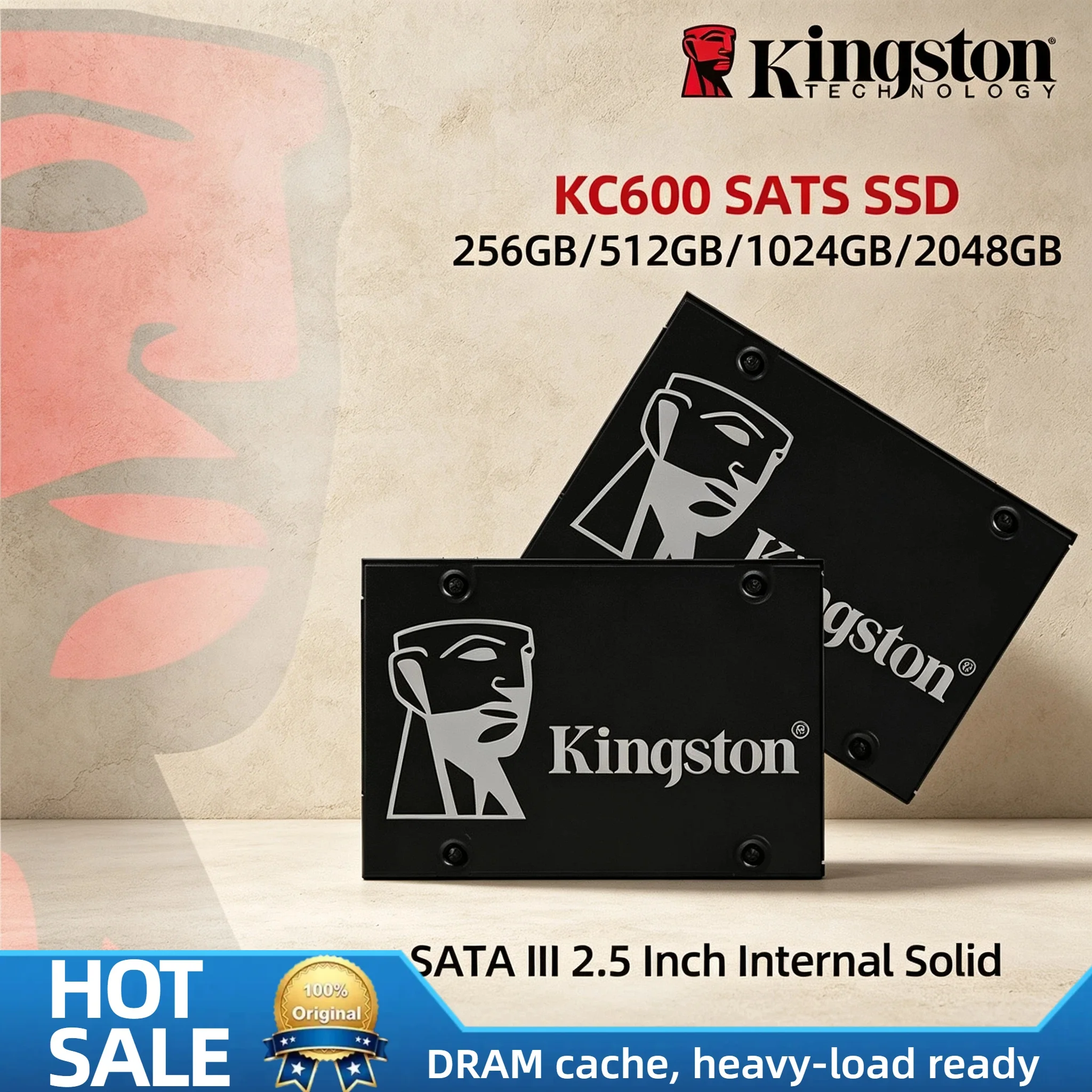 Kingston KC600 2.5 Inch SATA3 SSD 512GB 1TB 2TB 256GB Internal Hard Drive for Laptop Desktop High Speed Pro Max