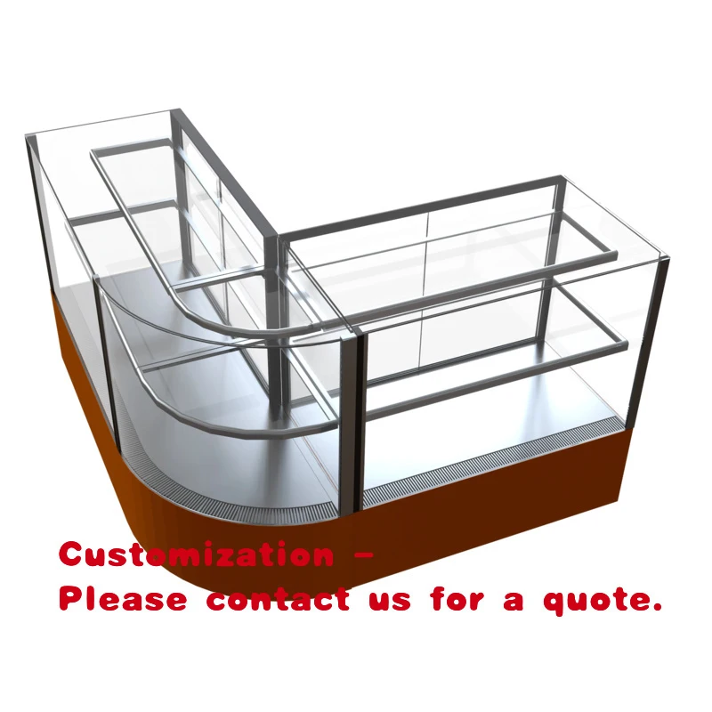 custom.Supermarket Checkout Counter Cake Display Convenient Shelves with Glass Top