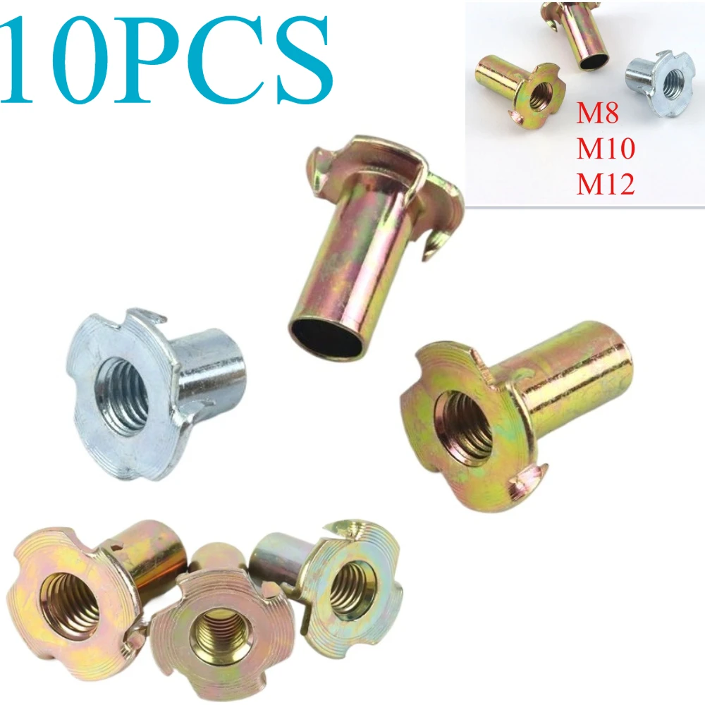 10pcs Nuts Bolts Thickened Four Claw Nut Furniture Claw Nut Four Corner Nail Locking Screw Claw Audio Wooden Board M3-8-10/12MM