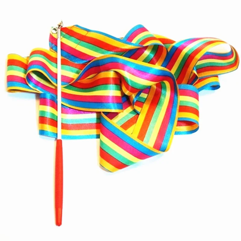 4M Children's Outdoor Sports Props Colorful Rainbow Fitness Ribbon Dance Ribbon Rhythmic Gymnastics Art Ballet Twirling Stick