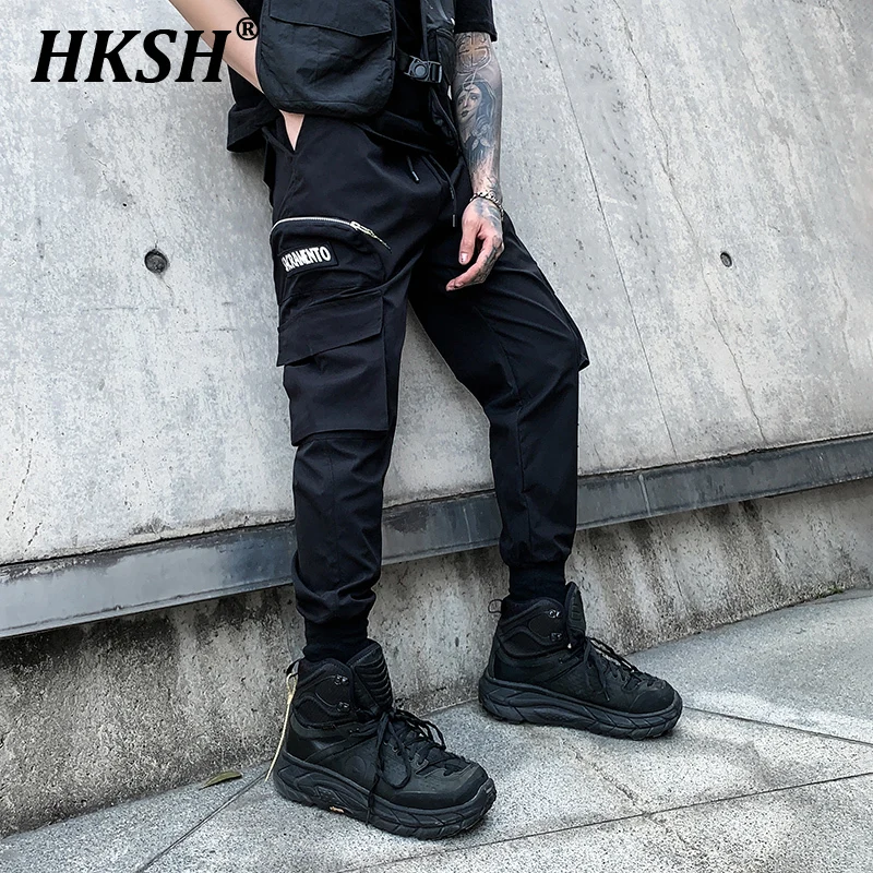 

HKSH Spring Summer Casual Pencil Pants Men's Dark Functional Safari Style Trousers High Street Trendy Techwear Overalls HK0691