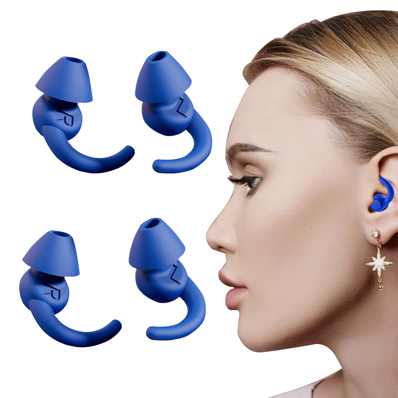 

2pairs Reusable Noise Canceling For Sleeping Soft Silicone Snoring Dormitory Home Travel Washable Hearing Protection Ear Plug