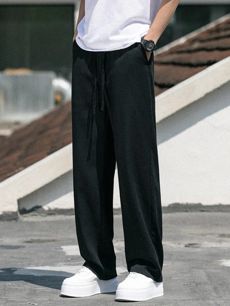 

Men's Summer Thin Cotton Linen Wide Leg Pants Straight Loose Drapey Long Cotton Linen Casual Trousers Big Size Straight Tube