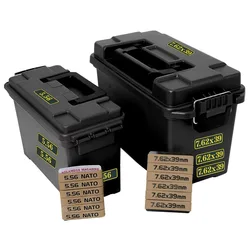 Tactical Ammo Box High Strength Safety Box Weapon Safe Storage Crate w/ 12Pcs Magazine Marking Band Sticker for 7.62x39 5.56Nato