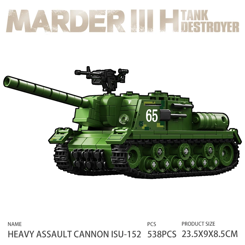 The Animal Killer 152mm Howitzer ISU-152 Heavy Assault Gun Self-Propelled Artillery Assembly Model Building Blocks