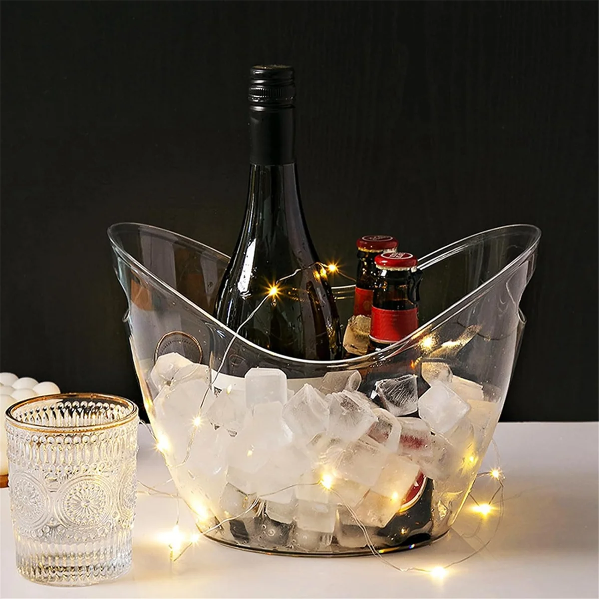 

Ice Buckets for Parties, 2 PCS Champagne Beverage Tub with 2 Ice Scoops, 4 Liter Clear Wine Buckets Tub for Cocktail