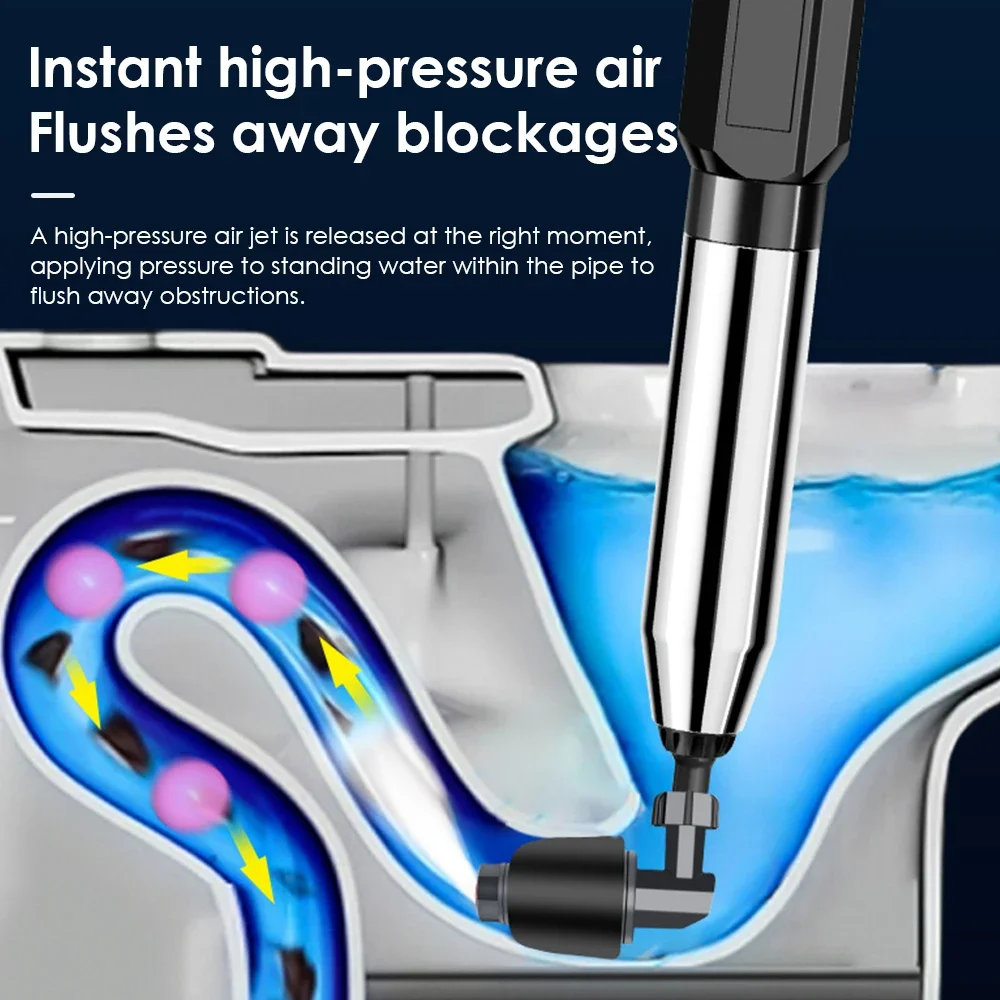 

НОВЫЙ Электрический пневматический очиститель канализации из нержавеющей стали высокого давления для прочистки унитазов и кухонных стоков