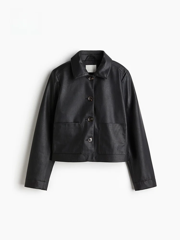 Manteau en cuir haut de gamme pour femmes H&M, hiver, doublé, 306532, fibre de polyester 00%, automne 2025