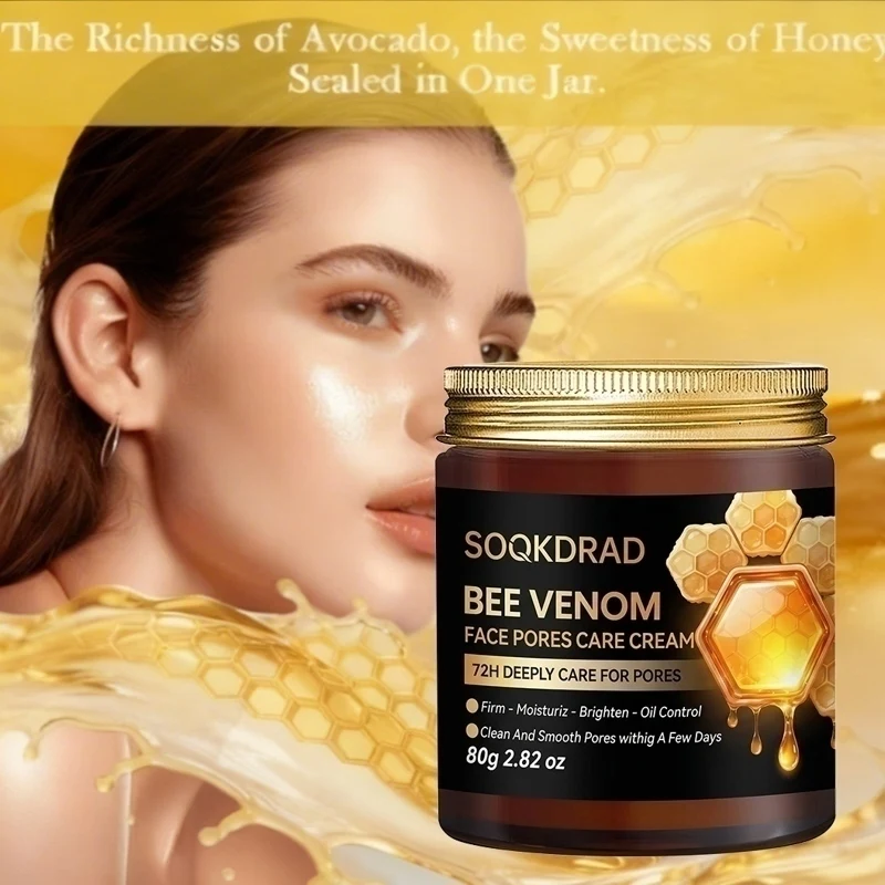 Bee Venom Pores Care Cream,72h Deep Care,Firm Moisturize,Brighten Oil Control,80g,Daily Use,All Skin,Energetic Daily Choice