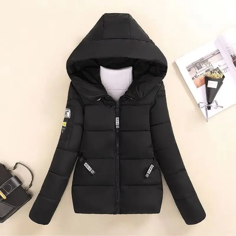 

Women's Short Cotton-padded Clothes 2025 Autumn and Winter New Student Korean Hooded Coat Thickened Jacket Cute Fashion Cardigan