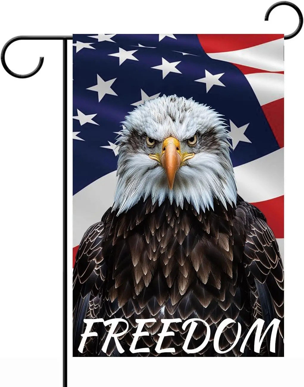 Patriotic Freedom Garden Flag 12x18 Inch Double Sided Outside, Bald Eagle with American Flag and 'FREEDOM' Banner Po ZZJ LLG GGO