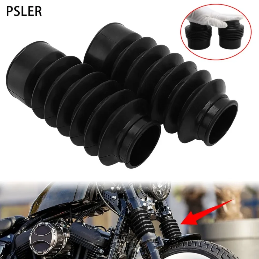 

Motorcycle 2PCS 39mm Front Fork Cover Gaiters Gators Rubber Long Boots for Harley Sportster XL883 XL1200 2010-2015