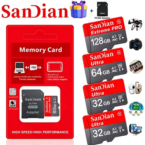 128GB 256GB 64GB Genuine Memory Card SD Cards TF Cards Micro TF SD Card Write 80MB/s U3 V10 for Drone/CCTV/Digital Frame/Toy