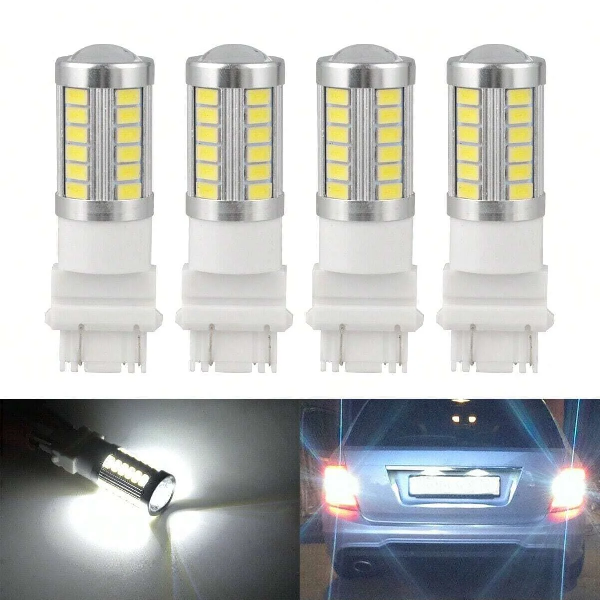 4PCS T25 3157 3457 3057 LED Brake Turn Signal Light Bulbs 33SMD Auto Reverse Backup Tail Corner Lamp For Camper Car Truck