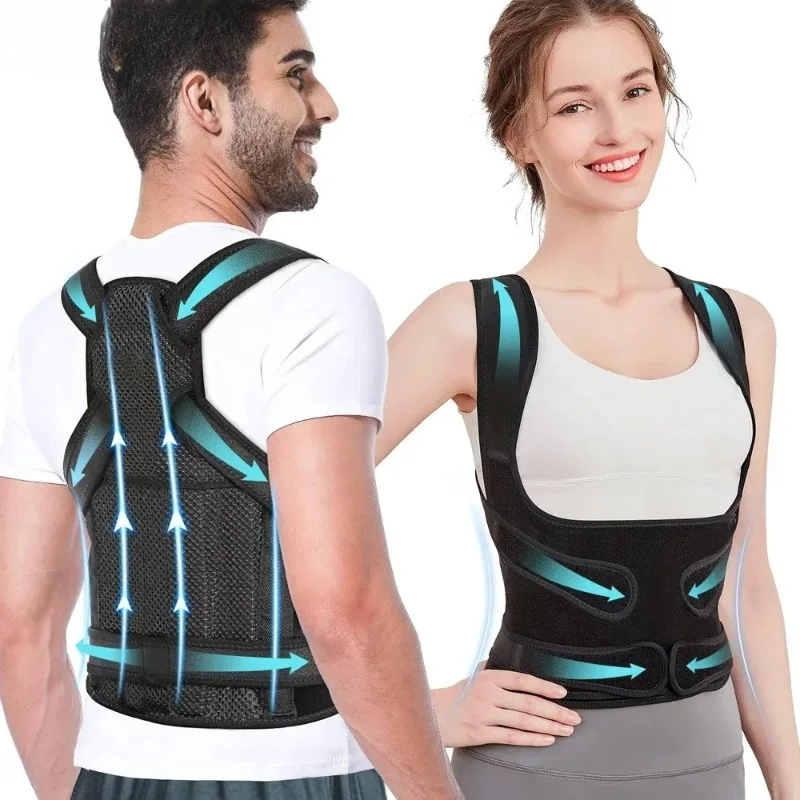 Back Brace Posture Corrector for Men and Women, Full Back Support for Upper Lower Neck Shoulder Spine Pain - Scoliosis