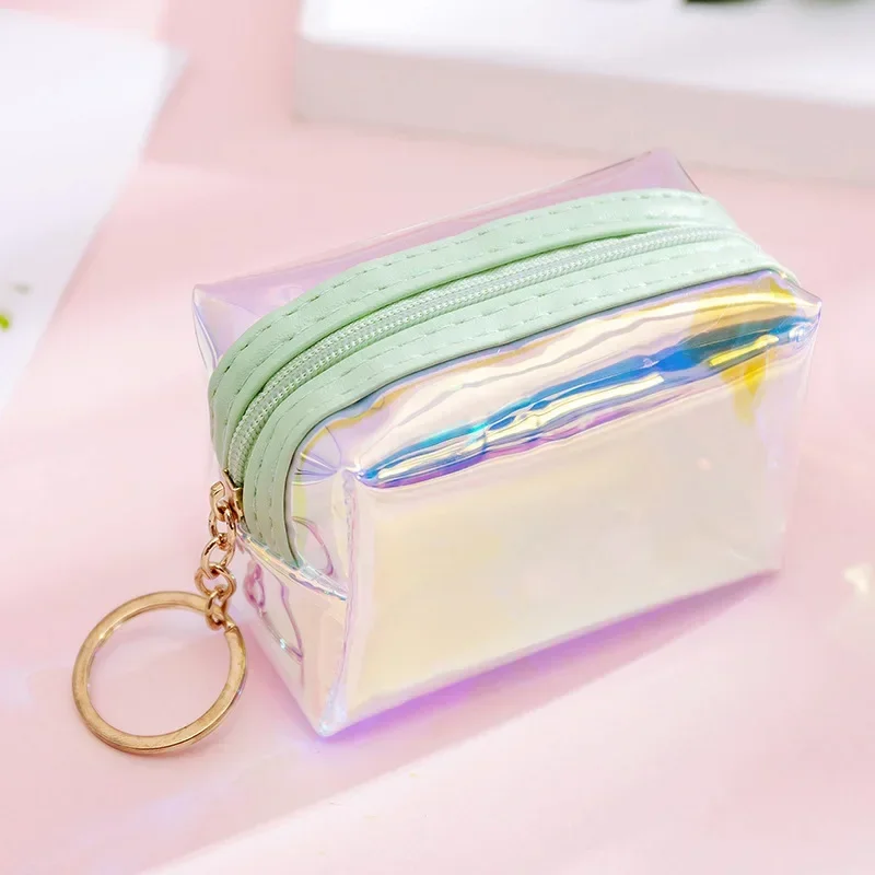 Transparente Mini Coin Purse para crianças, Sacos de cartão de crédito, Coin Pouch, Chaveiro, Carteira pequena para crianças, Zipper Clutch