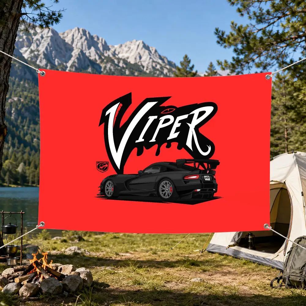 Vipers Sports Car Fans Flags Aesthetic Wall Tapestry Printed Wall Hanging Living Room Party Outdoor Decor