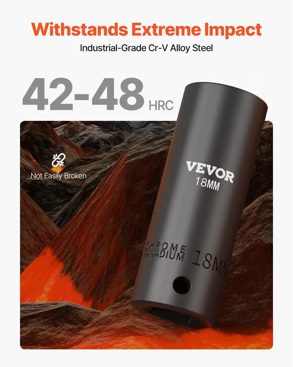 6-Point 1/2in Deep Impact Socket Set 26pc Cr-V 10mm-36mm with Rugged Storage Cage